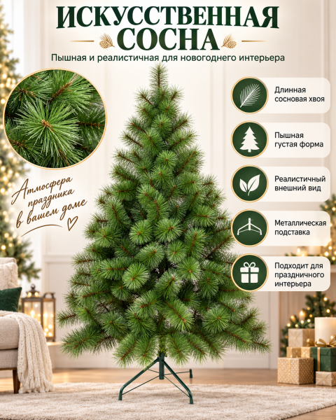 Сосна 210см зеленая /300"/