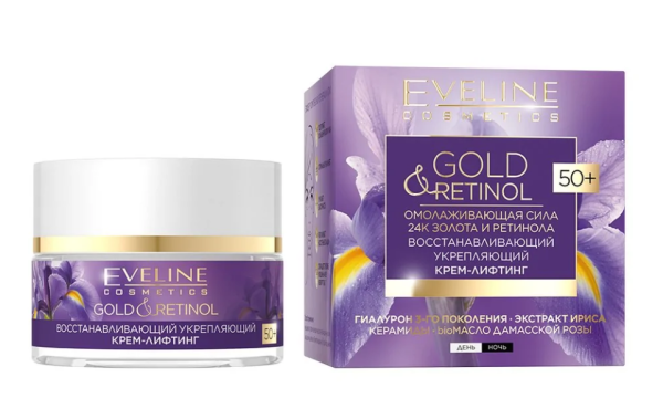 Крем-лифтинг для лица Eveline Gold & Retinol 50мл 50+ восстаналивающий