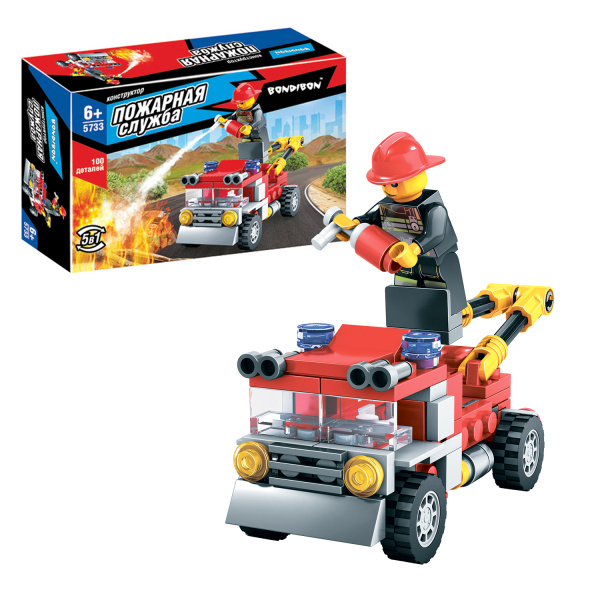Конструктор 100 дет. Bondibon Пожарная служба "Машина" 
