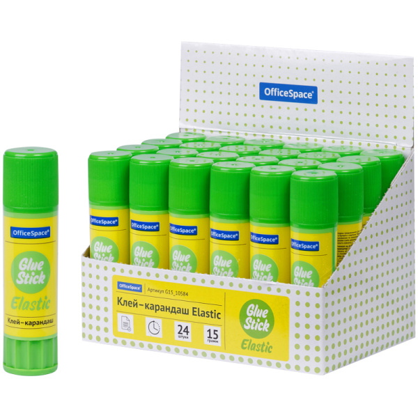 Клей-карандаш 15г ПВА "Elastic" OfficeSpace /G15_10584/