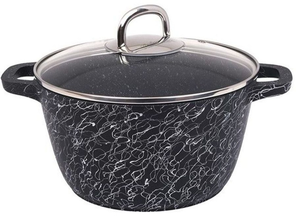 Кастрюля  3,5л с крышкой, антипригарное покрытие черный/серебро Грация Kukmara (У-3)