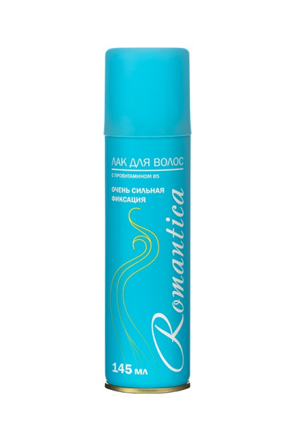 Лак для волос Романтика 145мл 210см³ с провитамином В5, очень сильная фиксация, голубой