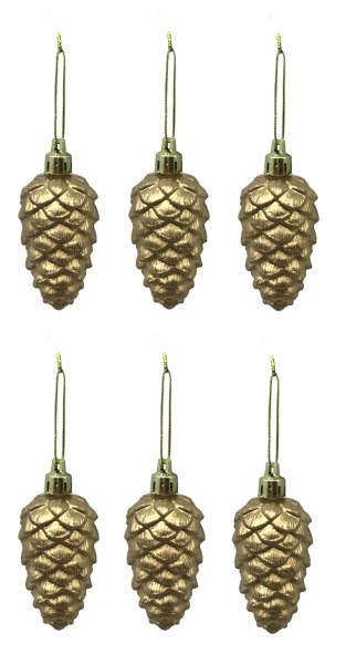 Набор игрушек для елки Шишка ( 6шт)  7,5*3,5см /7105 QS131-EY401005.1006 6/S/