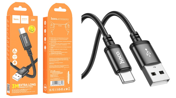 Кабель USB-Type-C Hoco 3,0A 3м /X91/