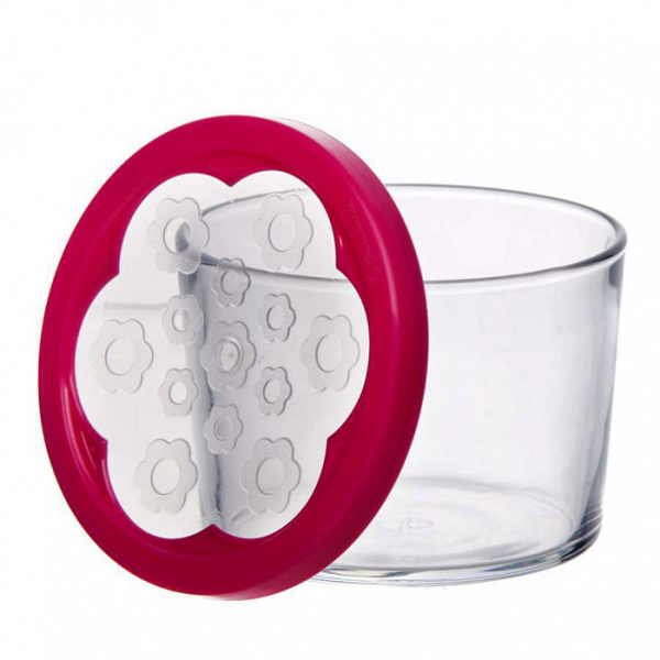 Банка для хранения продуктов 0,22л с крышкой цвета фуксия Бейзик