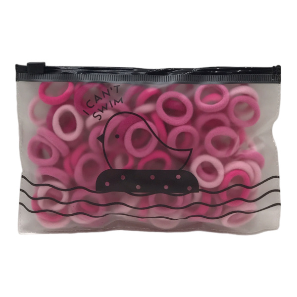 Набор резинок для волос 100шт розовые в zip-сумочке