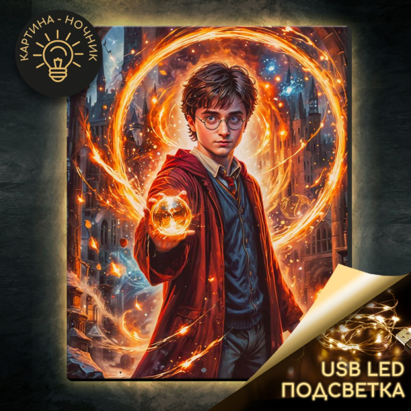 Картина по номерам  40*50см USB LED подсветка Гарри Поттер Картина по номерам  40*50см USB LED подсветка Гарри Поттер