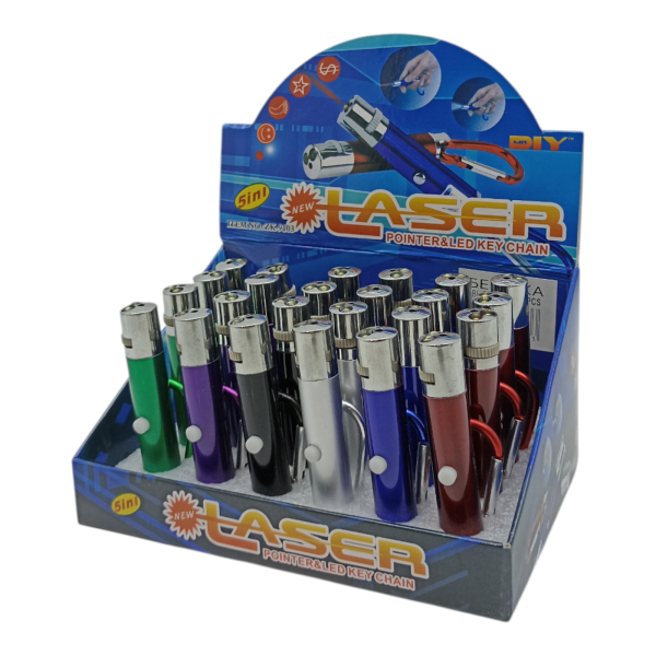 Указка лазерная + фонарик с карабином d-2см