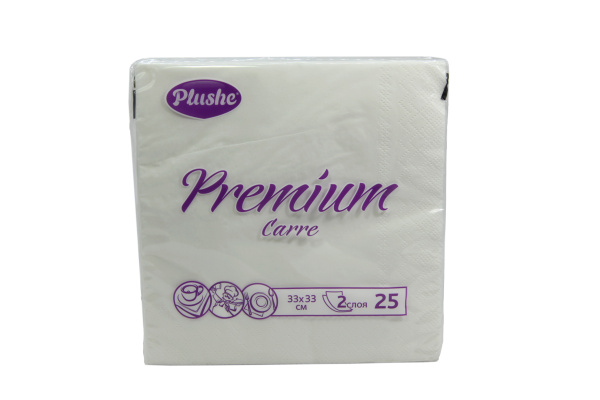 Салфетки бумажные Plushe Premium Carre двухслойные  25шт пастель