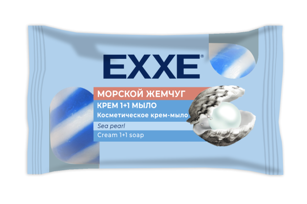 Крем-мыло Exxe 1+1 Морской жемчуг 4шт*75г синее (У-12)