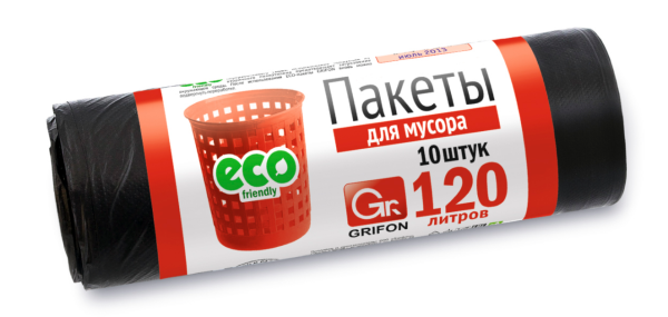 Мешки для мусора Grifon 120л/10шт 14мкр ПНД (У-40) /101-008/