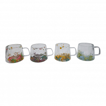 Кружка стекло двойные стенки 220 мл Сухоцветы /7229-2/