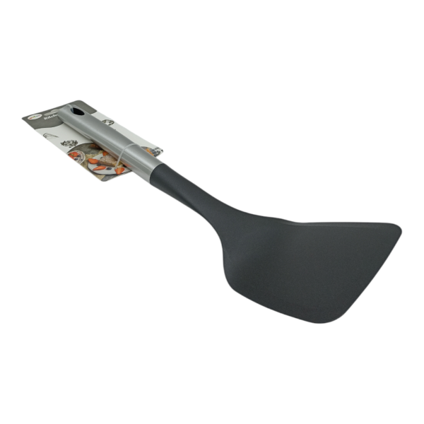 Лопатка кухонная силиконовая с ручкой из нержавеющей стали, черная Лопатка кухонная силиконовая с ручкой из нержавеющей стали, черная