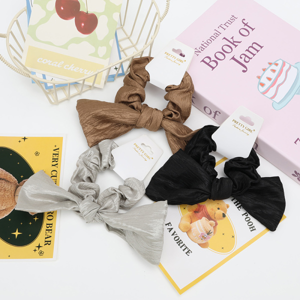 Резинка-скранч для волос с бантом однотонная "Органза" Pretty Girl