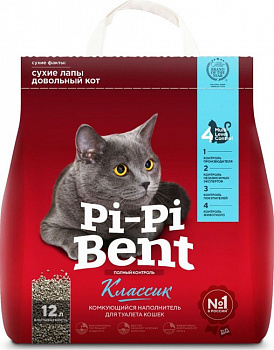 Наполнитель комкующийся Pi-Pi-Bent Классик 12л/5кг пакет (У-4)