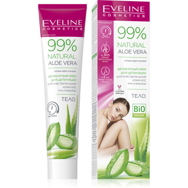Крем депилятор Eveline Bio 99% Natural Aloe Vera чувствительной кожи 125мл 