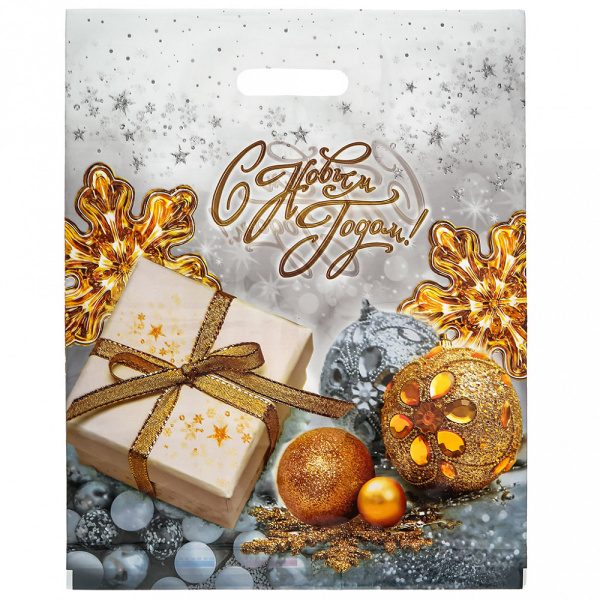Пакет прорубка подарочный НГ 38х47см 60мкм ПВД Праздничный час (У-50/500)