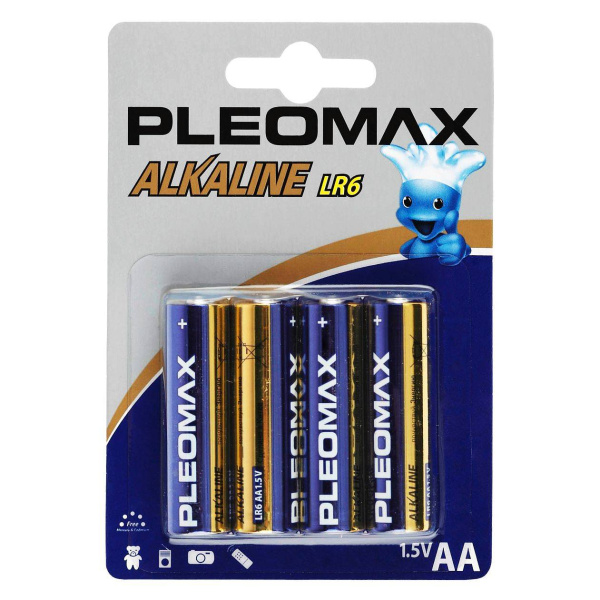 Батарейки алкалиновые АА LR6 Samsung Pleomax на блистере /4/40/400/