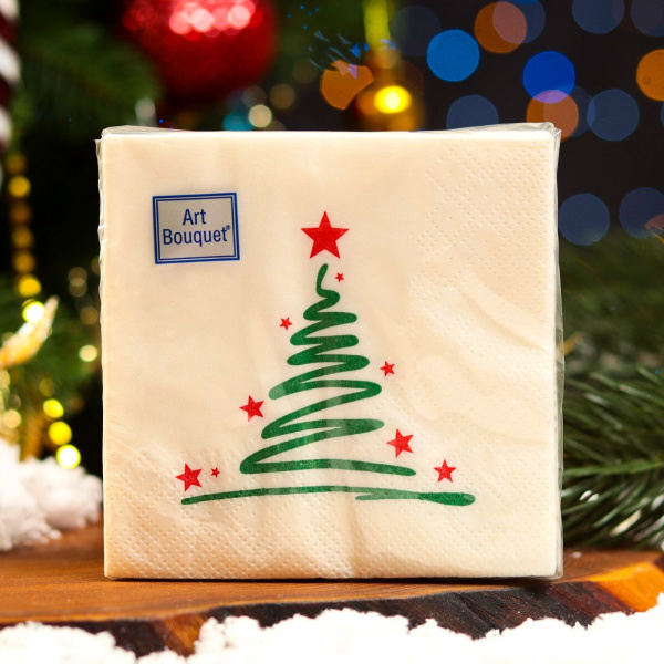 Салфетки бумажные Art Bouquet двухслойные  30шт 20х20см С Новым Годом (У-26)