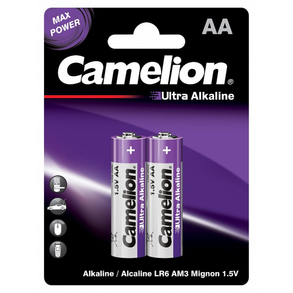Батарейки алкалиновые АА LR6 Camelion Ultra на блистере /2/24/