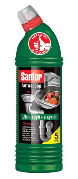 Средство для прочистки труб Sanfor  750мл на кухне гель (У-15)