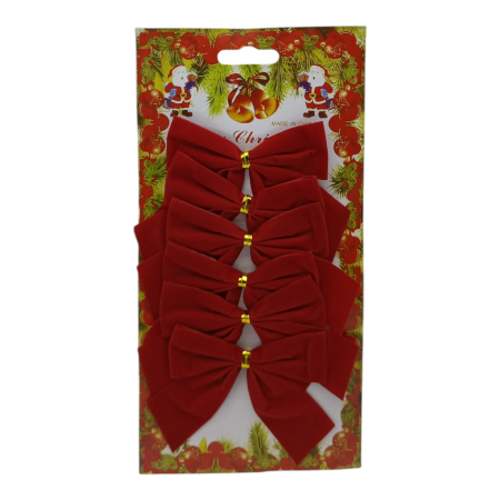 Украшение новогоднее Бантик ( 6шт) 10см /QS179-FY002091/