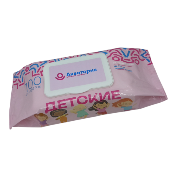Салфетки влажные детские Акватория 100шт с клапаном (У-20)