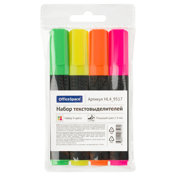 Набор текстовыделителей 4цв 1-4мм OfficeSpace /228786/ (У-12)