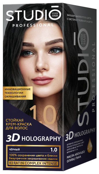 Крем-краска для волос Studio 1.0 черный 15мл 