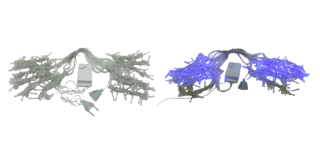 Гирлянда-занавес 200 ламп  2*2м синий, прозрачный провод