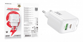 Зарядное устройство сетевое Borofone 30Вт USB и USB Type-C