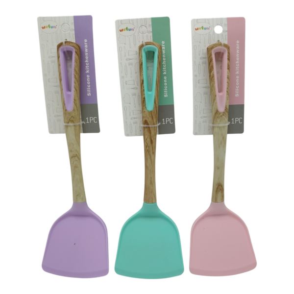 Лопатка кухонная силиконовая с деревянной ручкой, цветная Лопатка кухонная силиконовая с деревянной ручкой, цветная