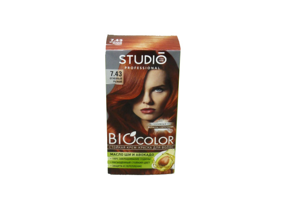 Крем-краска для волос Studio BioColor  7.43 огненный рыжий 15мл