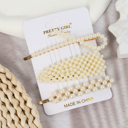 Набор заколок для волос 3шт "Жемчуг" Pretty Girl