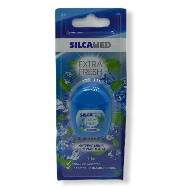 Зубная нить Silcamed Extra Fresh экстракт мяты 10м (У-12)