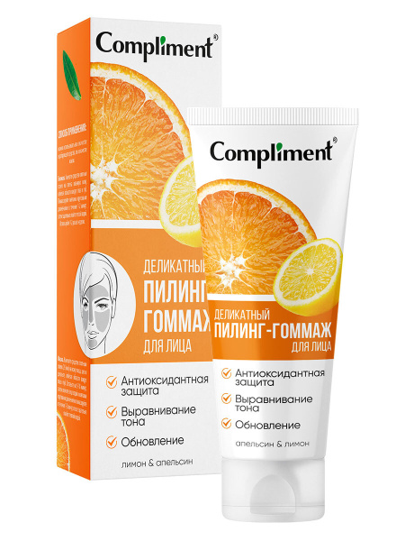 Пилинг-гоммаж для лица Compliment 80мл апельсин и лимон деликатный