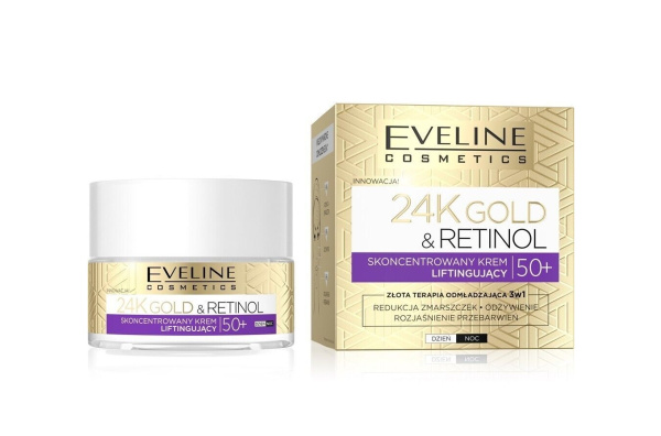 Крем для лица Eveline 24K Gold&Ceramides 50мл концентрированный лифтинг-крем  50+