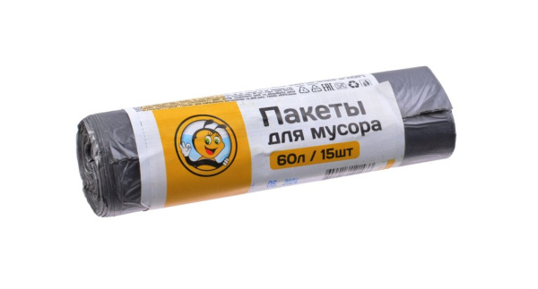 Мешки для мусора "Жу-Жу. За порядком я слежу"  60л/15шт (У-100)
