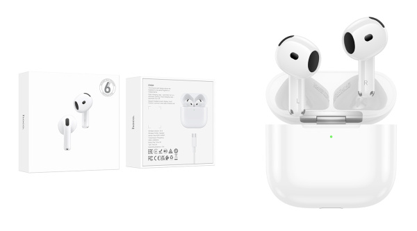 Наушники беспроводные Bluetooth белые Hoco EW84, в кейсе, сенсорные