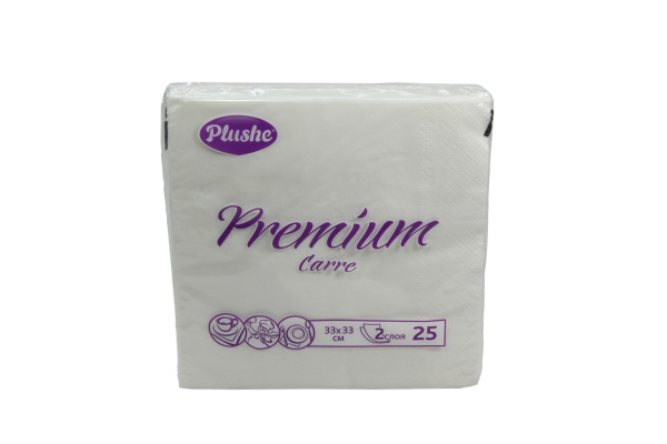 Салфетки бумажные Plushe Premium Carre двухслойные  25шт пастель