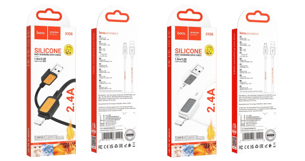 Кабель USB-8 pin Hoco X108 Benefit, 1.0м, 2.4A 