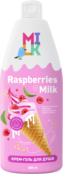 Гель-крем для душа Milk 800мл молоко и малина (У-8)
