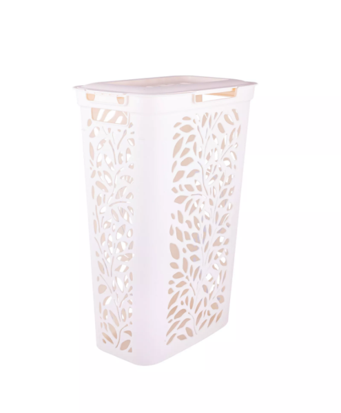 Корзина для белья 40л 44*27,5*63,5см Leaves молочный