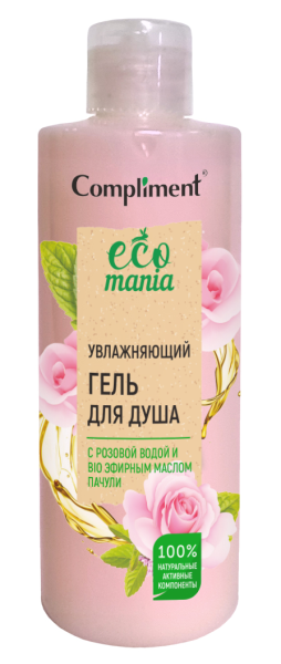Гель для душа Compliment Ecomania 400мл с розовой водой и BIO эфирным маслом пачули (У-12)
