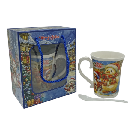 Кружка фарфор с ложкой 300мл под/уп