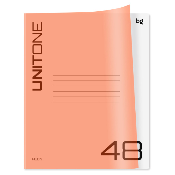Тетрадь 48л кл. BG "UniTone. Neon" оранжевая /Т5ск48_пл 12473/
