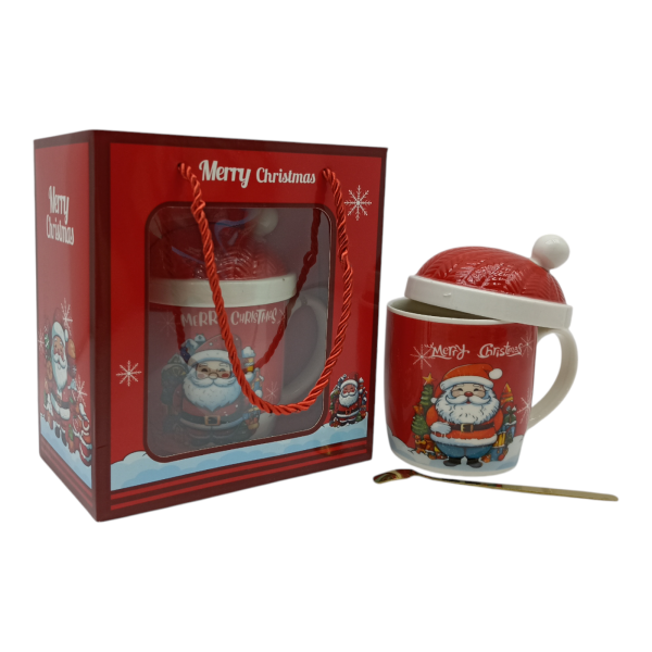 Кружка фарфор с ложкой и крышкой 350мл под/уп