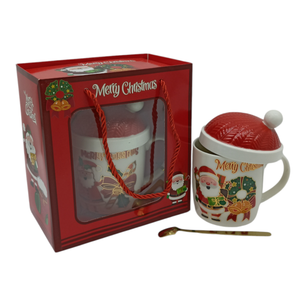 Кружка фарфор с ложкой и крышкой 350мл под/уп