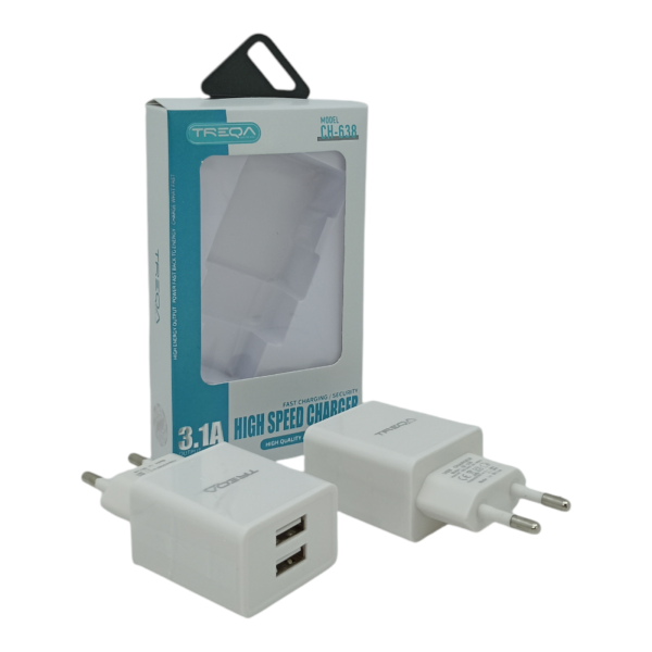 Сетевой адаптер белый 2USB /CH-638-2USB/