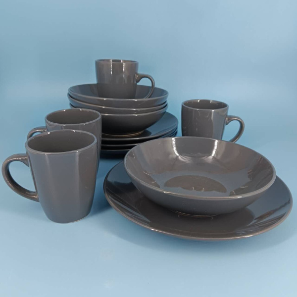 Набор посуды 12 предметов "Графит" 2 сорт керамика